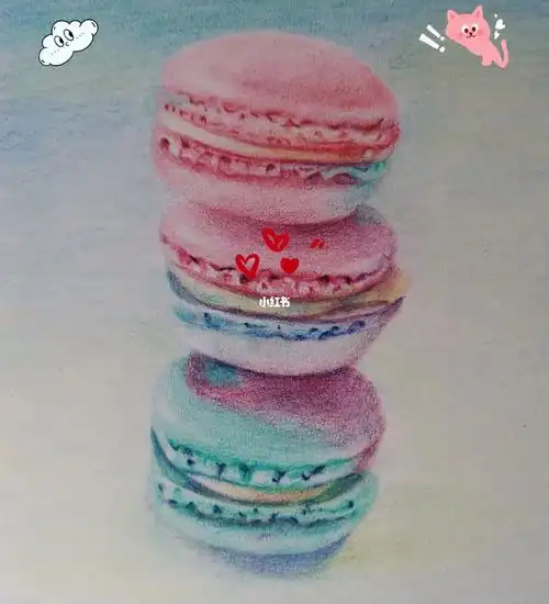 彩铅手绘马卡龙