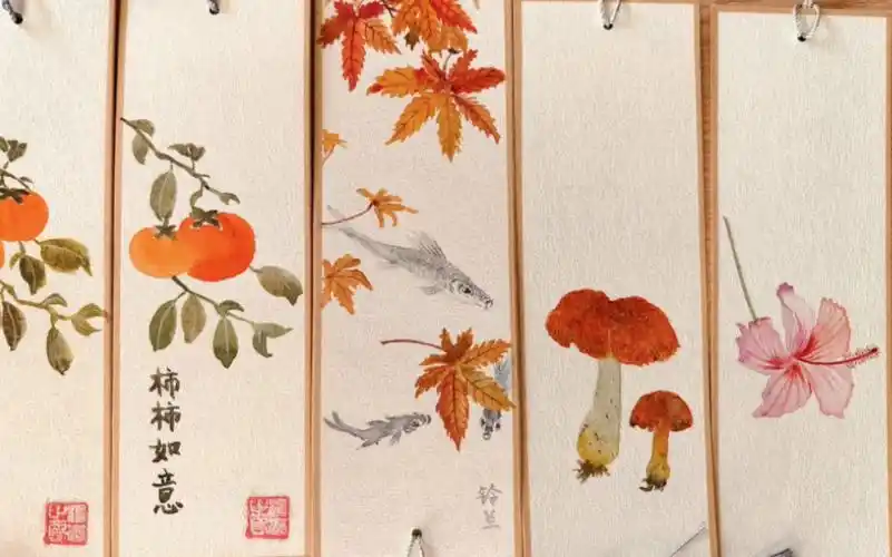 新年礼物-国画书签(纯手绘)