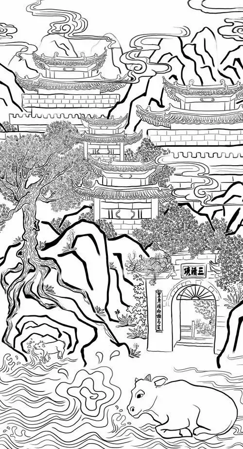 美丽的昆明简笔画