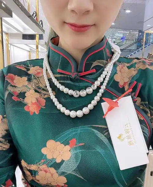 搭配旗袍戴的珍珠项链双层锁骨链子女士复古颈链多层小香风毛衣链装饰