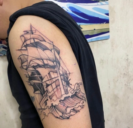 2020最新帆船纹身图案大全男帆船纹身的含义6
