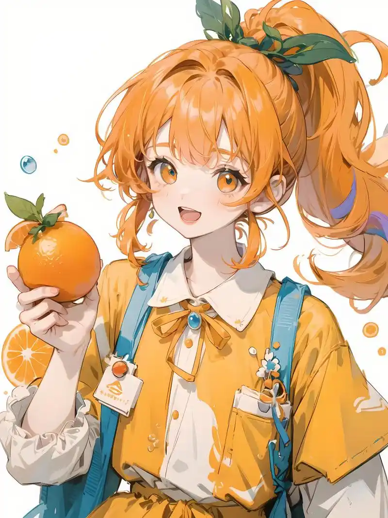 橙色阳光女孩 #二次元# #ai绘画# #ai共创计划