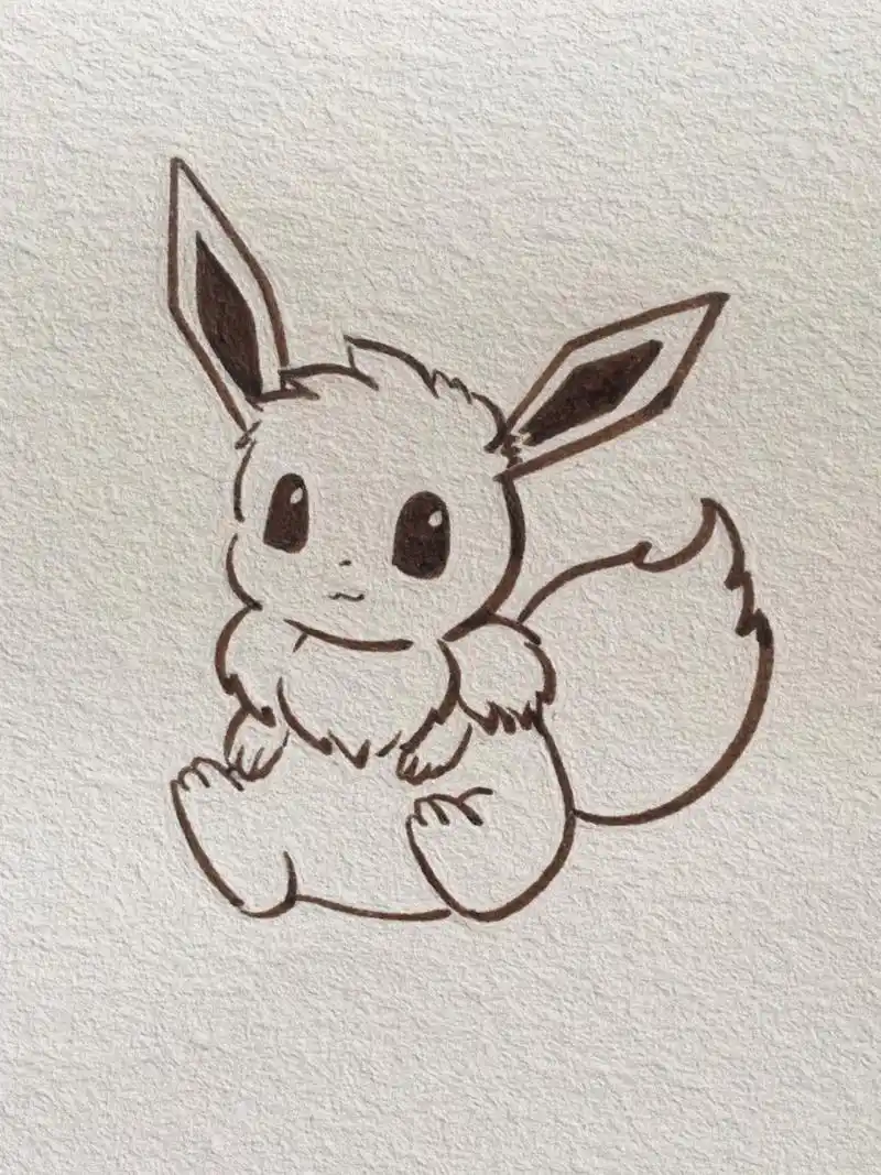 可爱简笔画 宝可梦系列-伊布//附过程 今日份 应小粉丝要求的伊布
