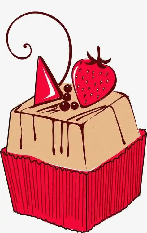 简笔画蛋糕盘红色底