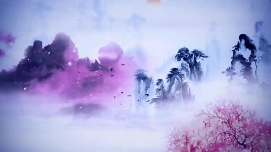 诗歌朗诵中国风山水视频背景古风唯美朗诵大屏背景水墨led大屏视频