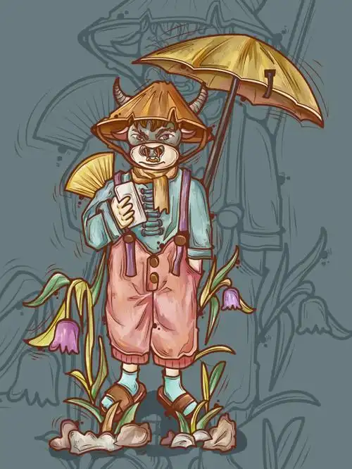 小牛拟人小画