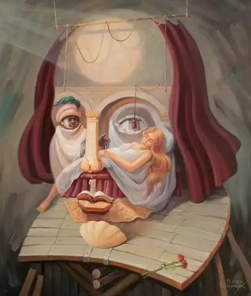 所以欣赏他的画千万不要只看作品的表面,仔细查看后你会发现第一眼所