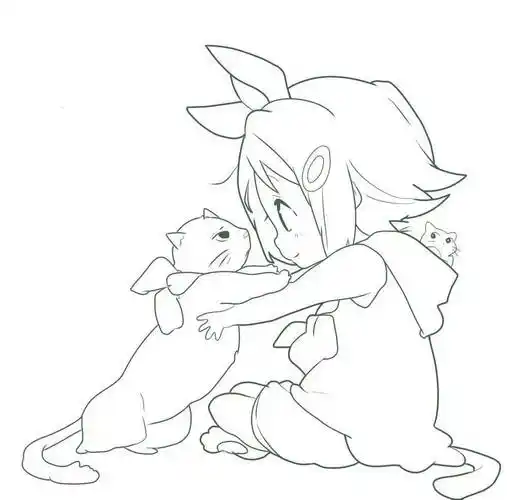 黑白线稿人物线稿素材少女人物临摹素材