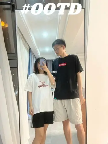 155和180情侣穿搭黑白pay中性风