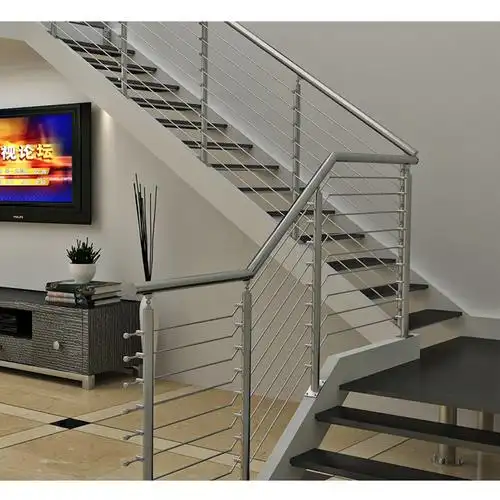 家用不锈钢扶梯 304砂光组装式楼梯栏杆 圆管不锈钢拉丝护栏批发