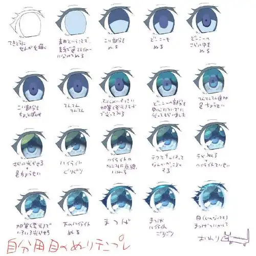 二次元眼睛画法与上色教程  #绘画参考##五官参考