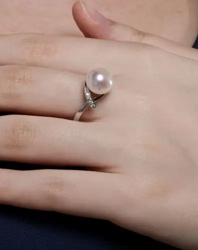 白色925银淡水珍珠戒指
