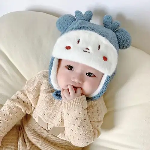 巴拉巴拉婴童护耳帽婴儿帽子冬季男女宝宝护耳一体毛绒帽可爱超萌