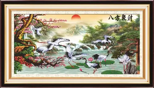 欧美兰大幅客厅新款钻石画批发八方聚财5d树脂圆钻立体风景系列