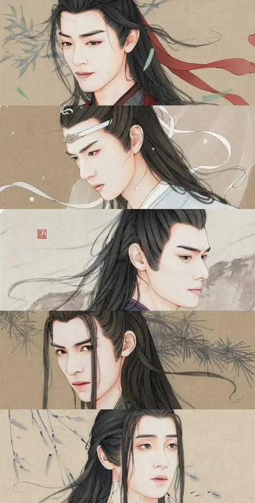 陈情令 插画 王一博 头像 壁纸 肖战 手绘 板绘 儿童画 蓝忘机 魏无羡
