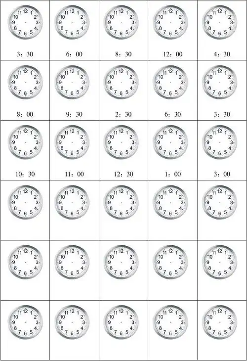 幼儿认时钟 大班试题