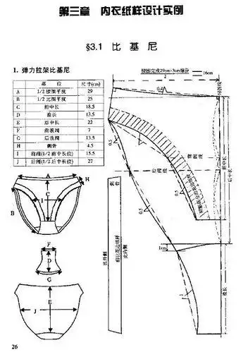 内衣制版纸样比基尼丁字裤平角裤钢圈围裁剪纸样