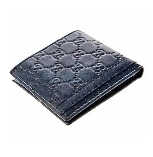 gucci古驰钱包男士牛皮双g压花短款折叠钱夹深蓝色233107aa61r4009
