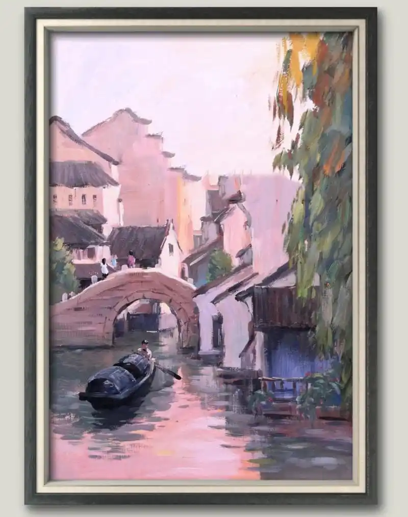 色彩水粉风景,江南水乡写生.附步骤图.