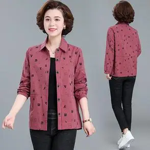 衬衫中老年女装春秋中年妈妈翻领洋气外套上衣薄春秋长袖2024新款