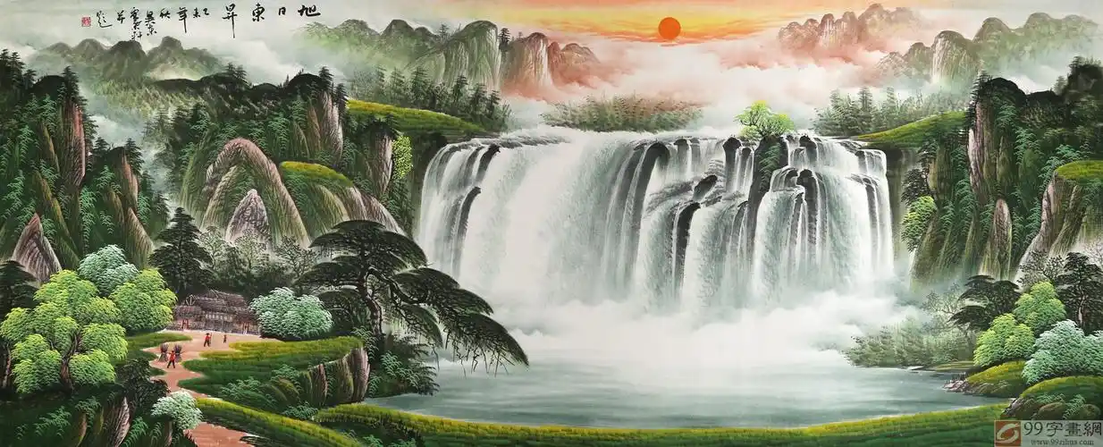 已售吴东小八尺聚宝盆山水画旭日东升