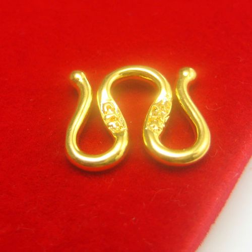 正品黄金项链扣子999足金男女手链扣m形w形粗款重大真金配件扣头