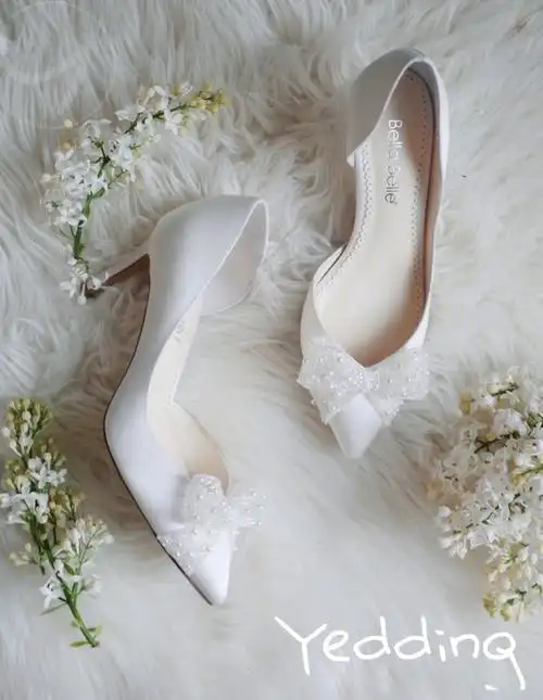 bellabellexyedding优雅少女蝴蝶结婚鞋