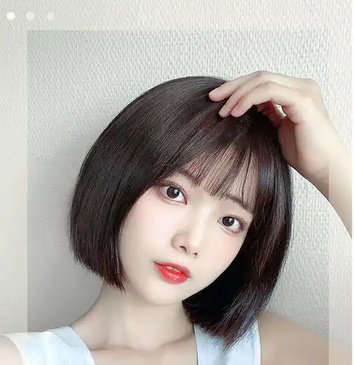 圆脸bobo头内扣锁骨发型自然女全头套式 浅棕色头套波波头 护理套装