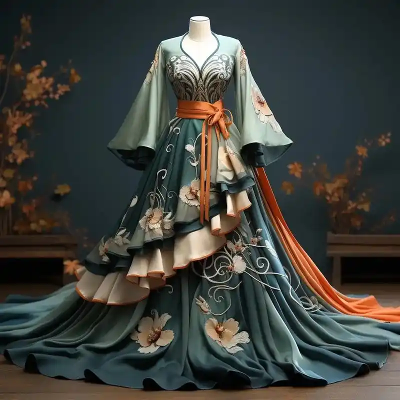 ai原创设计中国风婚纱晚礼服.天青色等烟雨,梦里悠悠我在等你 - 抖音