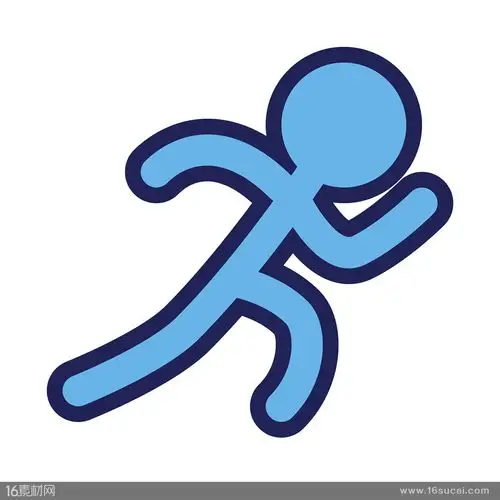 蓝色奔跑抽象小人运动标志矢量素材