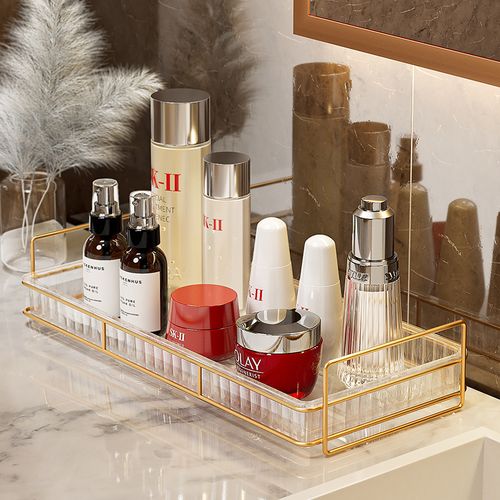 轻奢浴室卫生间化妆品置物架厕所洗漱洗手洗脸台面单层收纳盒托盘