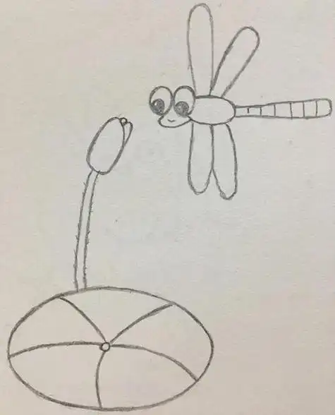 小池中的蜻蜓青蛙动物简笔画