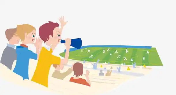 球赛,男人,黄色的,观众台,呐喊的,卡通,创景