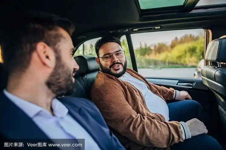 两个男人在后座上开车