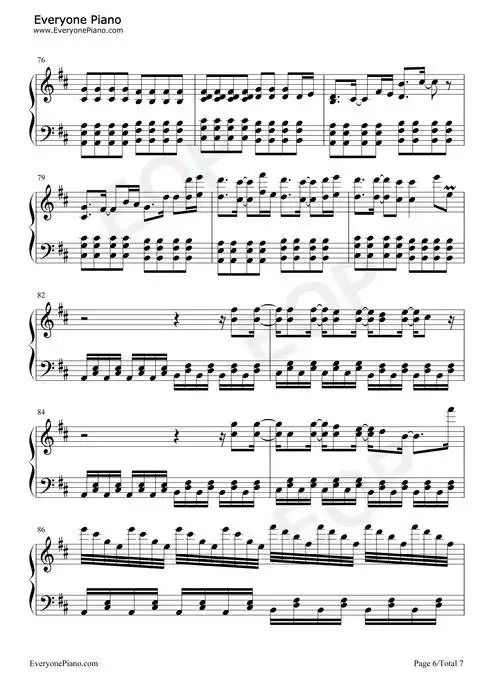 撒野d调版五线谱预览6