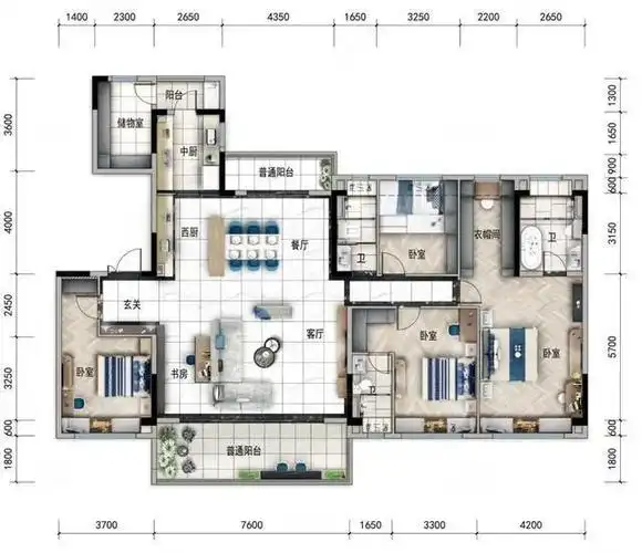 226㎡大平层户型欣赏整体非常有设计感