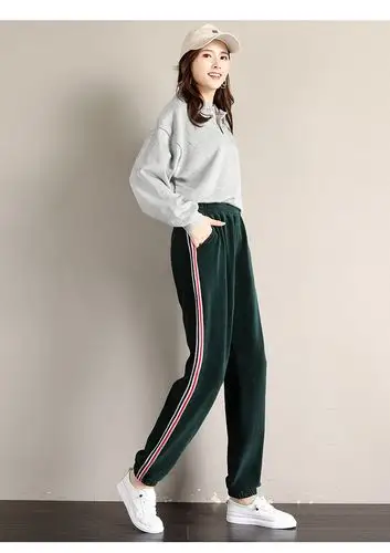 莉社休闲裤女2020秋冬季宽松显瘦新款宽松垂坠款运动灯笼裤 粉色 l