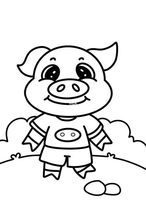 小猪儿童创意画儿童画动物带线稿简笔画