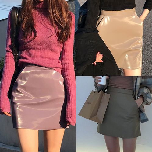 秋冬小皮裙半身裙大码胖mm一步裙pu皮高腰包臀a字裙短裙ins超火裙