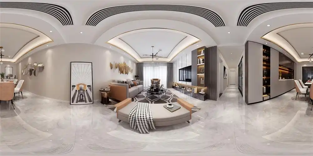 致诚效果图--请您鉴赏: 现代轻奢客餐厅 全景