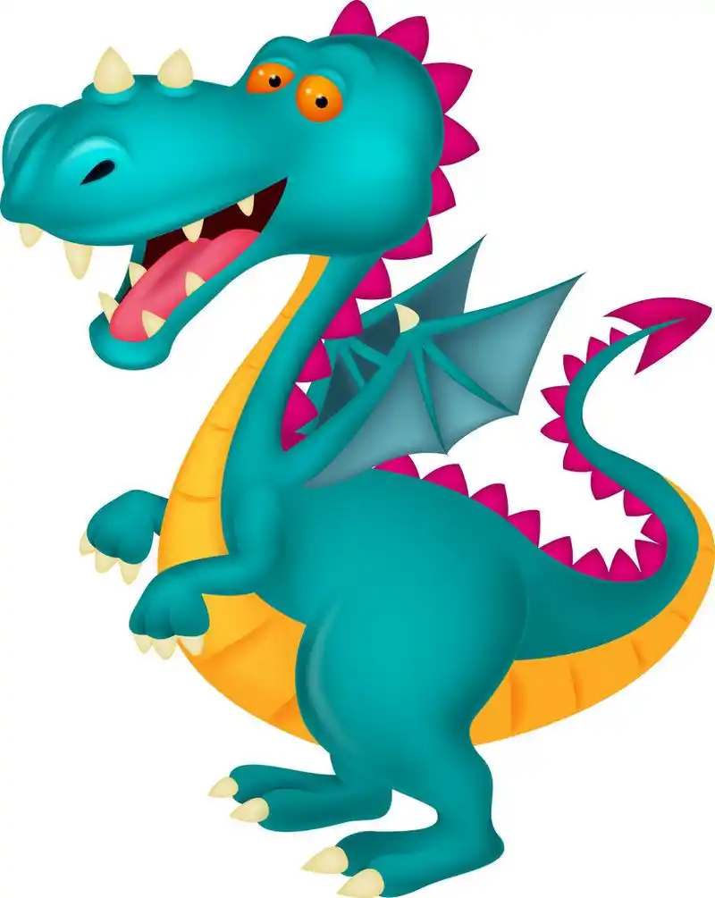 龙卡通,龙卡通,幸福的,显示,孤立的,蓝色,卡通,可爱的,插图,绘画,矢量