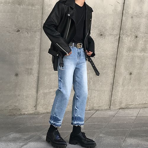 mrcyc秋冬季新款韩版潮流帅气皮夹克男士黑色翻领帅气机车服外套