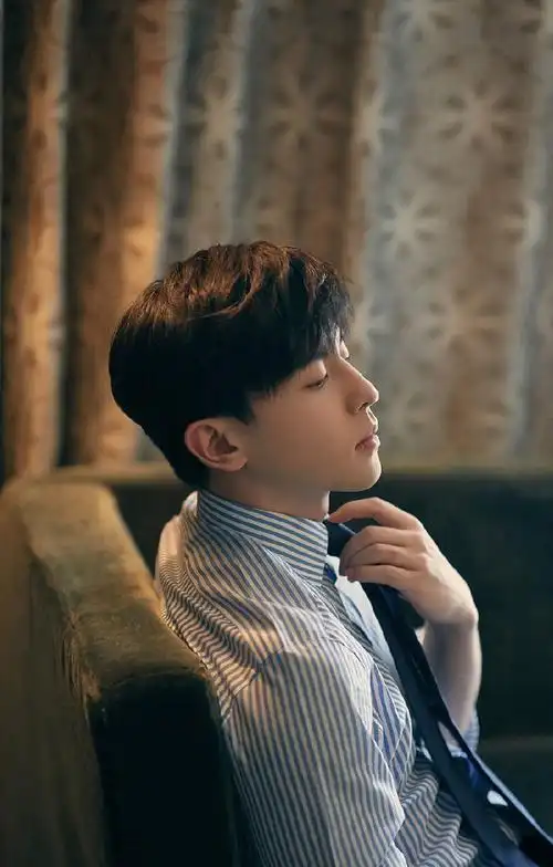 邓伦条纹衬衫帅气写真图片78