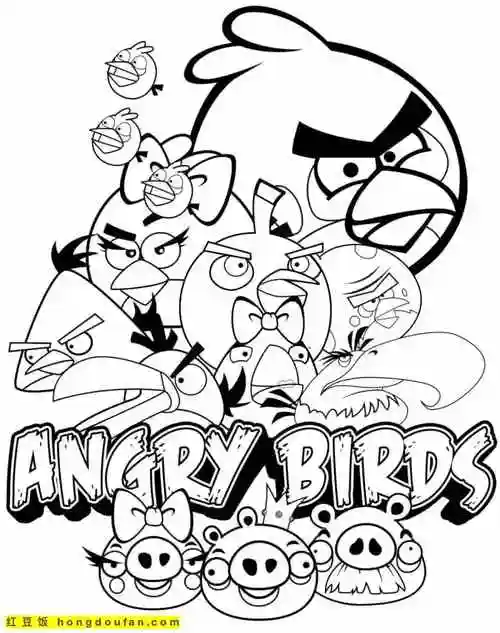 10张动画电影《愤怒的小鸟》卡通儿童涂色图片免费下载-红豆饭小学生