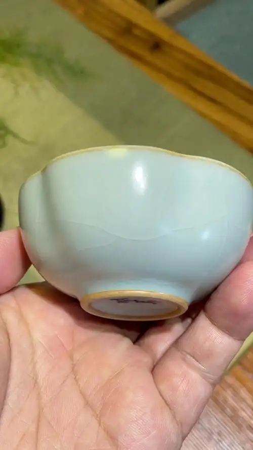 晓芳 汝窑天青 梅花杯  经典器型,温润如玉.