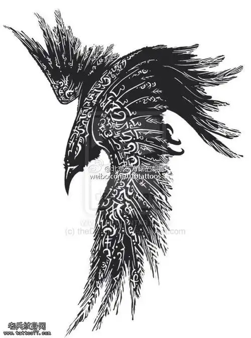 经典手稿老鹰纹身图案