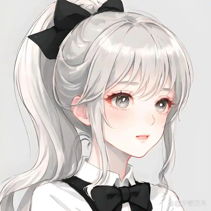 黑白动漫可爱女生头像|日系二次元头像