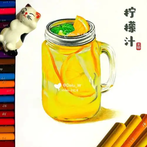 彩铅手绘柠檬汁
