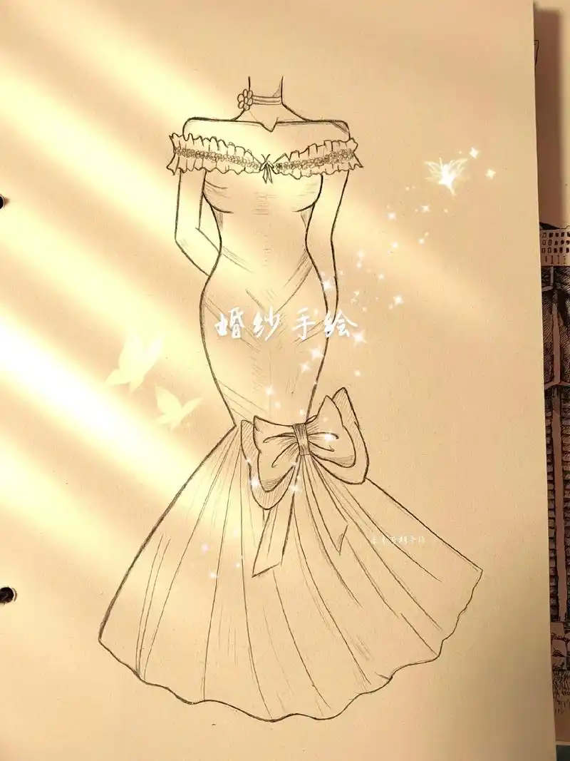 婚纱手绘过程图,请忽略肩膀,画得有点不自然了#临摹#婚纱礼服 - 抖音