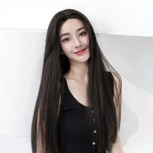 刘海新式修脸气质长直八字头套网红自然逼真日常整顶假发